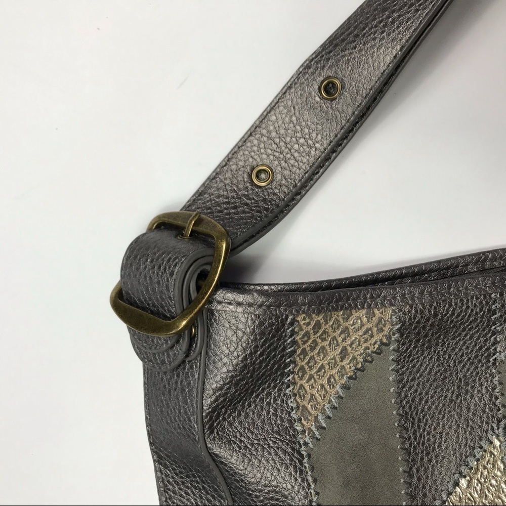 GAL Vegan Pebbled Leather Snakeskin Patchwork Bag - Picture 5 of 7